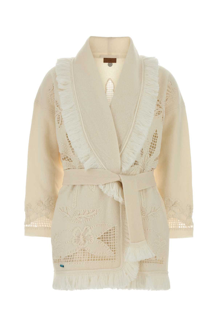 Ivory Wool Islandâ€™s Diary Cardigan Naturale Exterior: Virgin Maglieria