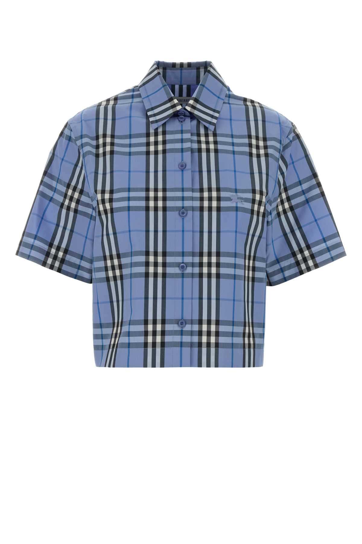 Embroidered Cotton Shirt Cornflowerbluipck Camicie
