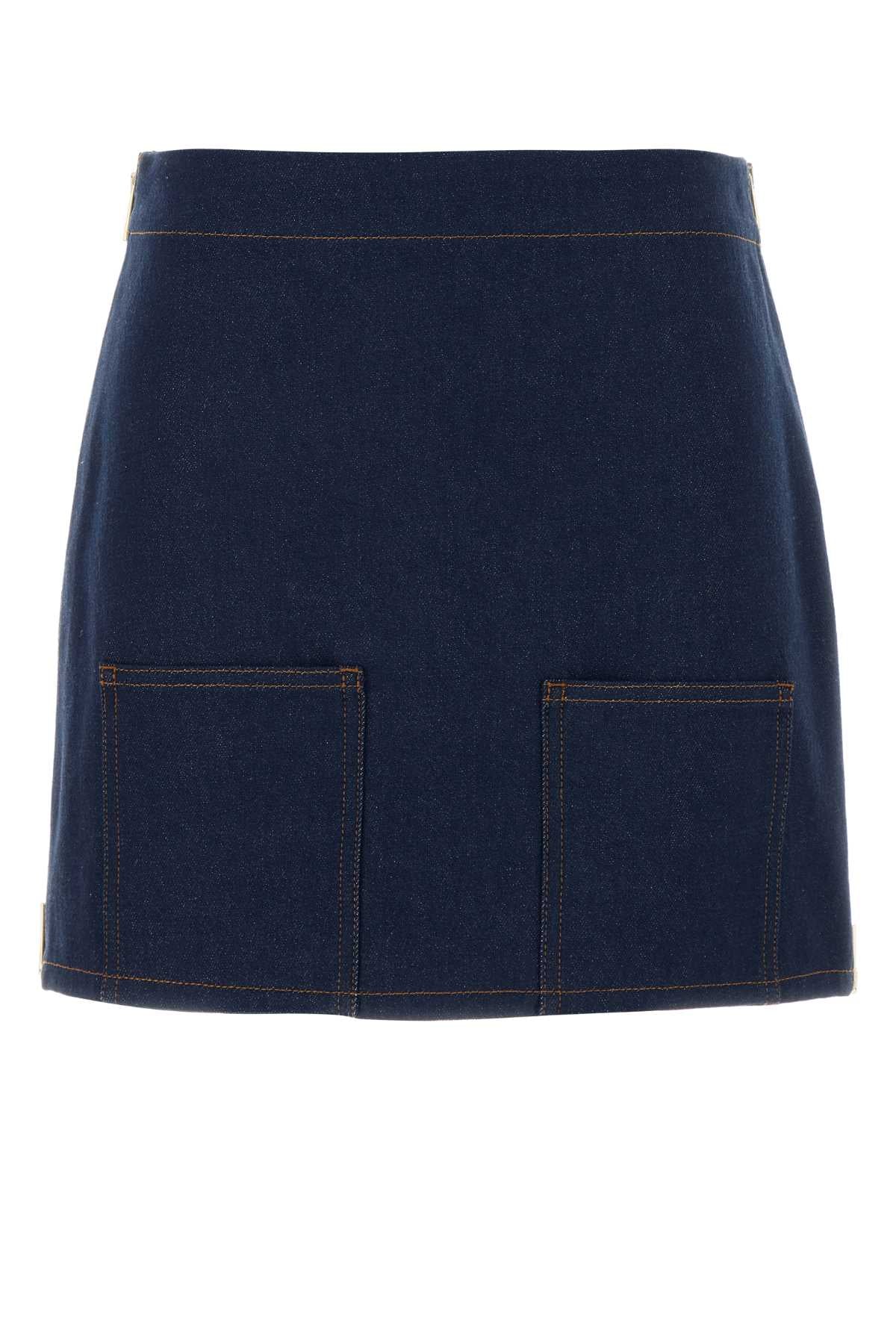 Denim Mini Skirt Navy Exterior: Cotton Gonne