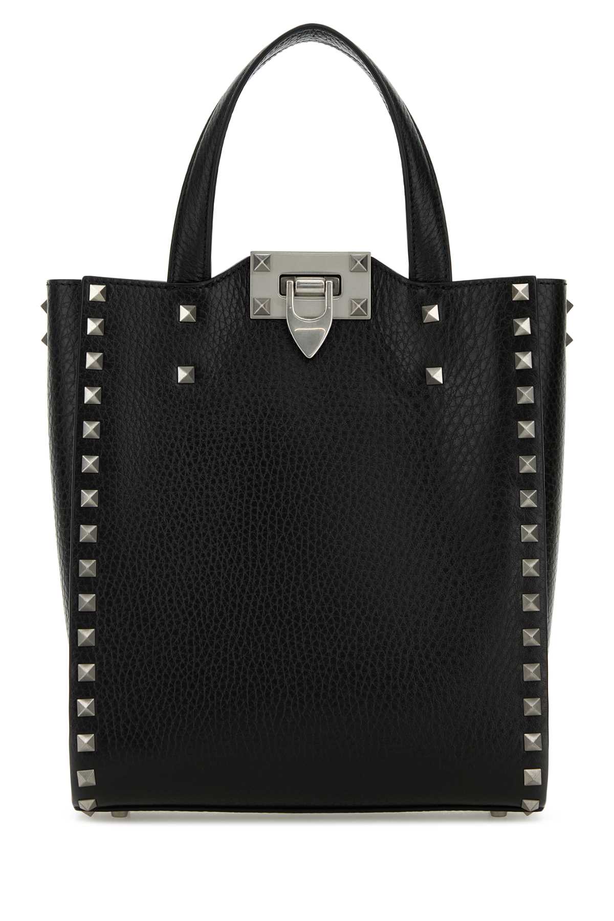 Black Leather Rockstud Handbag Nero Borse A Mano