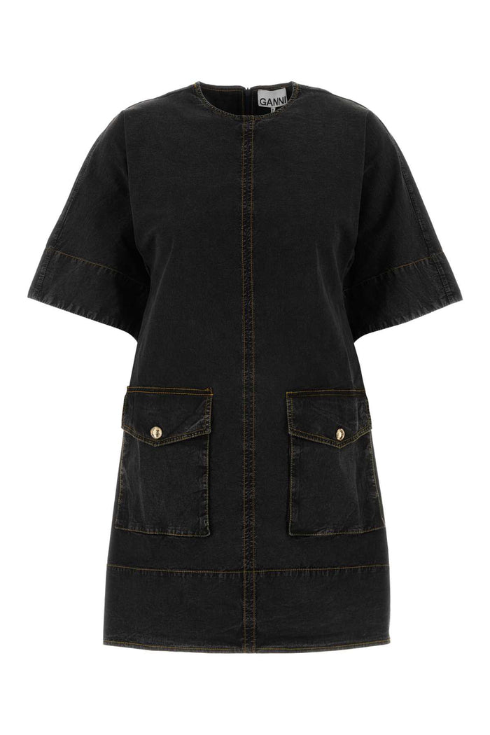 Black Organic Cotton Elastane Abiti