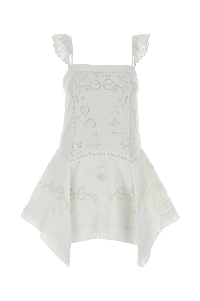 White Linen Blend Dress Abiti