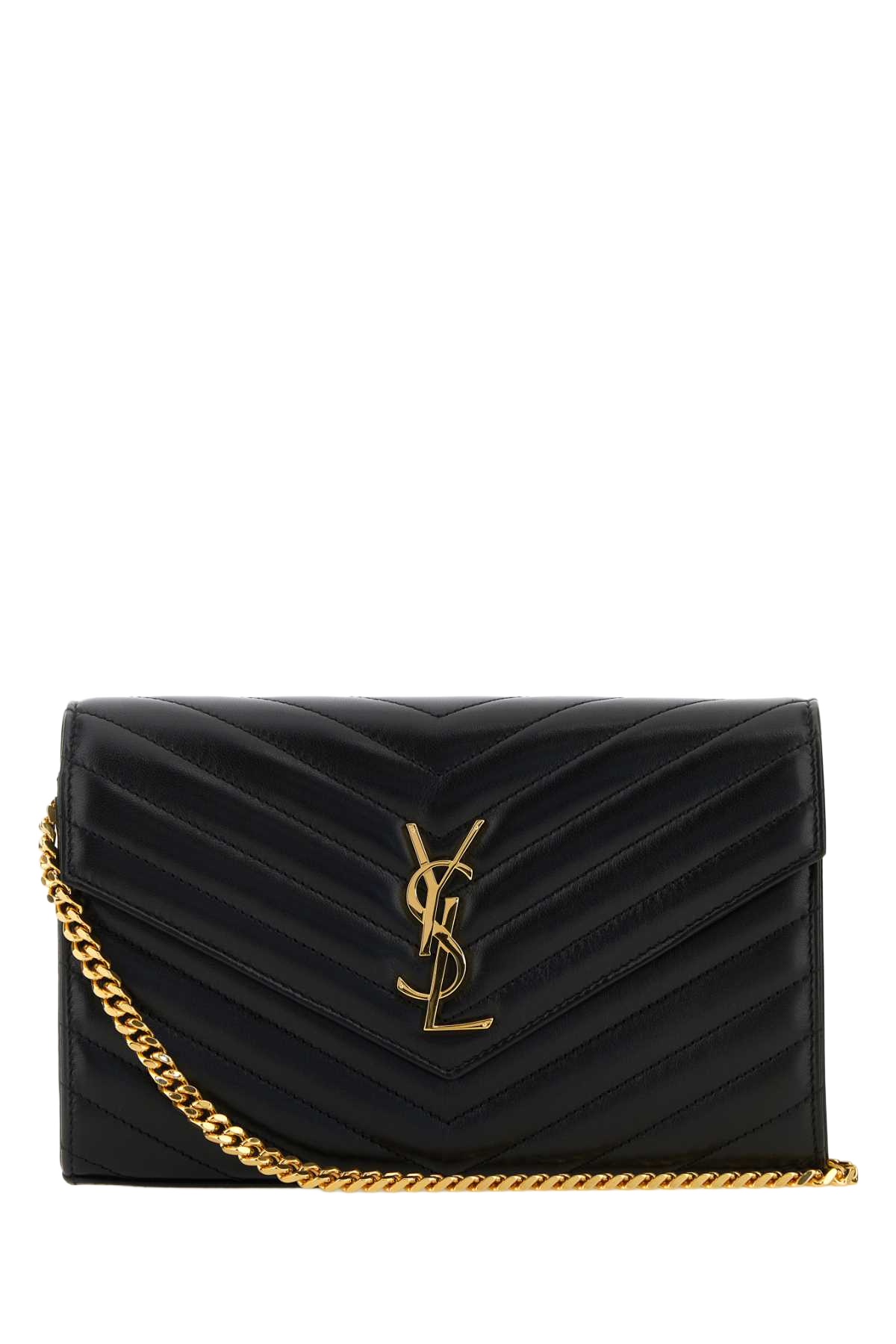 Black Leather Cassandre Clutch Nero Portafogli