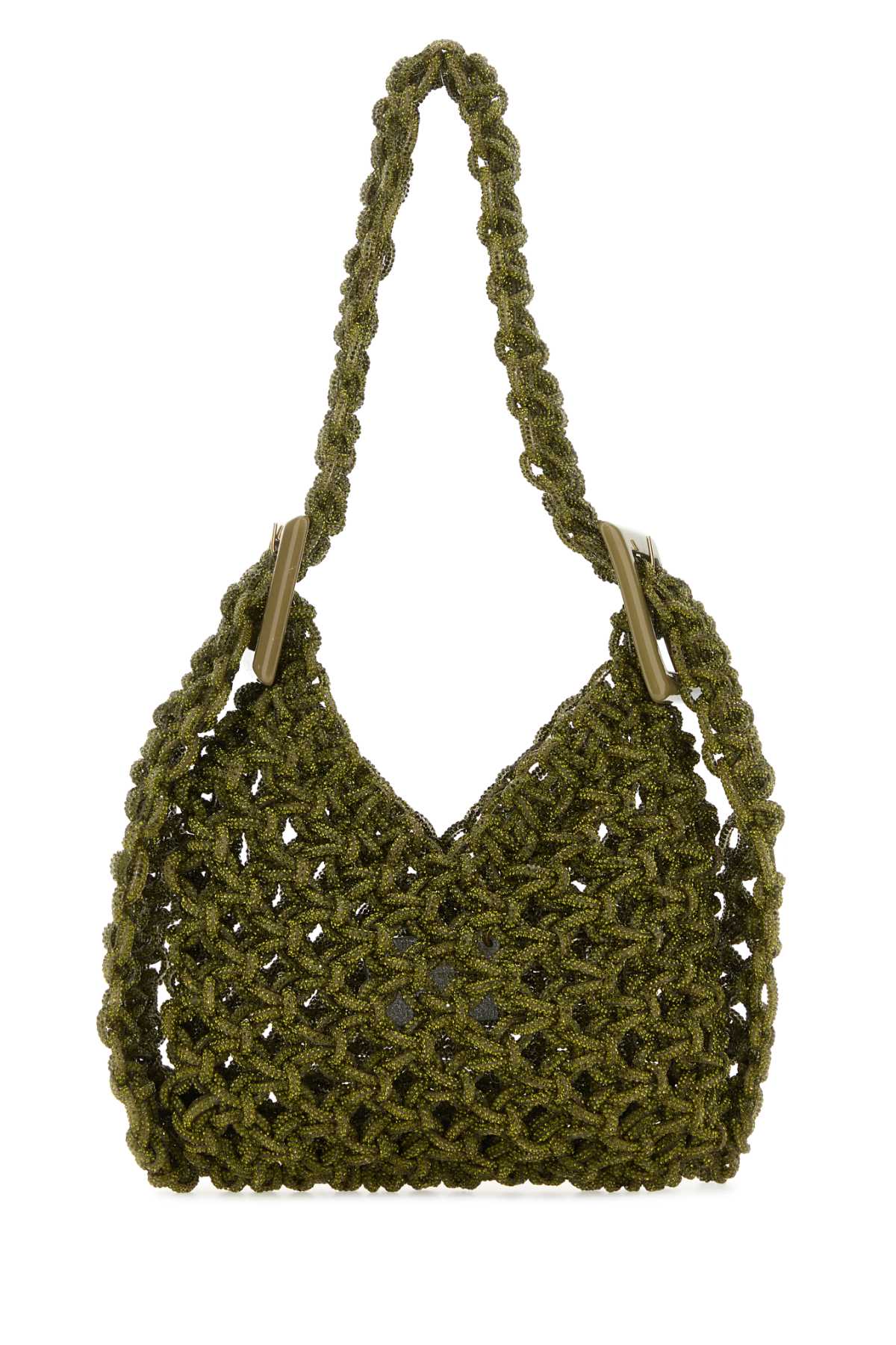 Army Green Mesh Vannifique Bucket Bag Leek Exterior: Rhinestones Borse A Mano