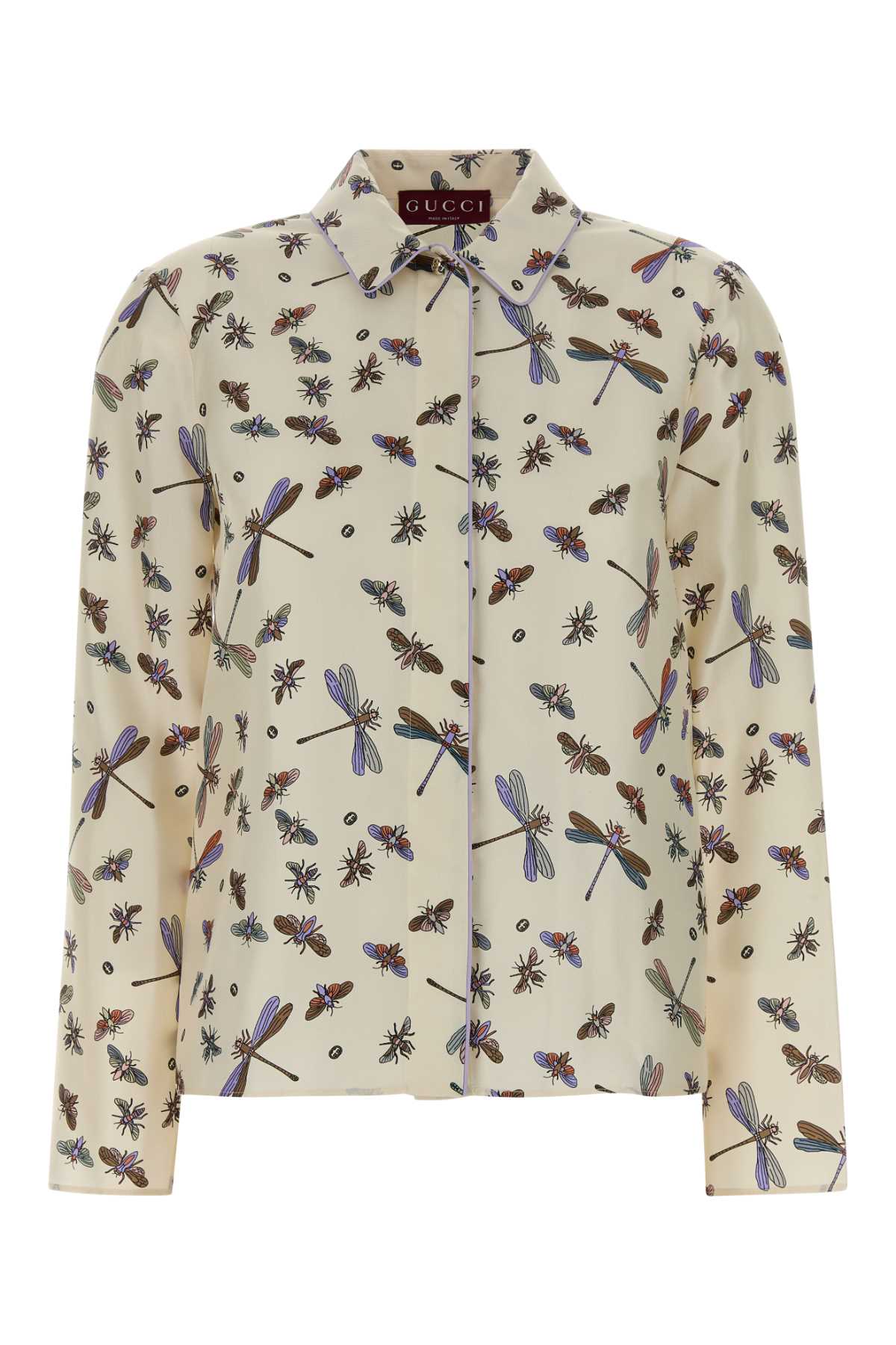 Printed Twill Shirt Ivorybrownmc Exterior: Silk Camicie