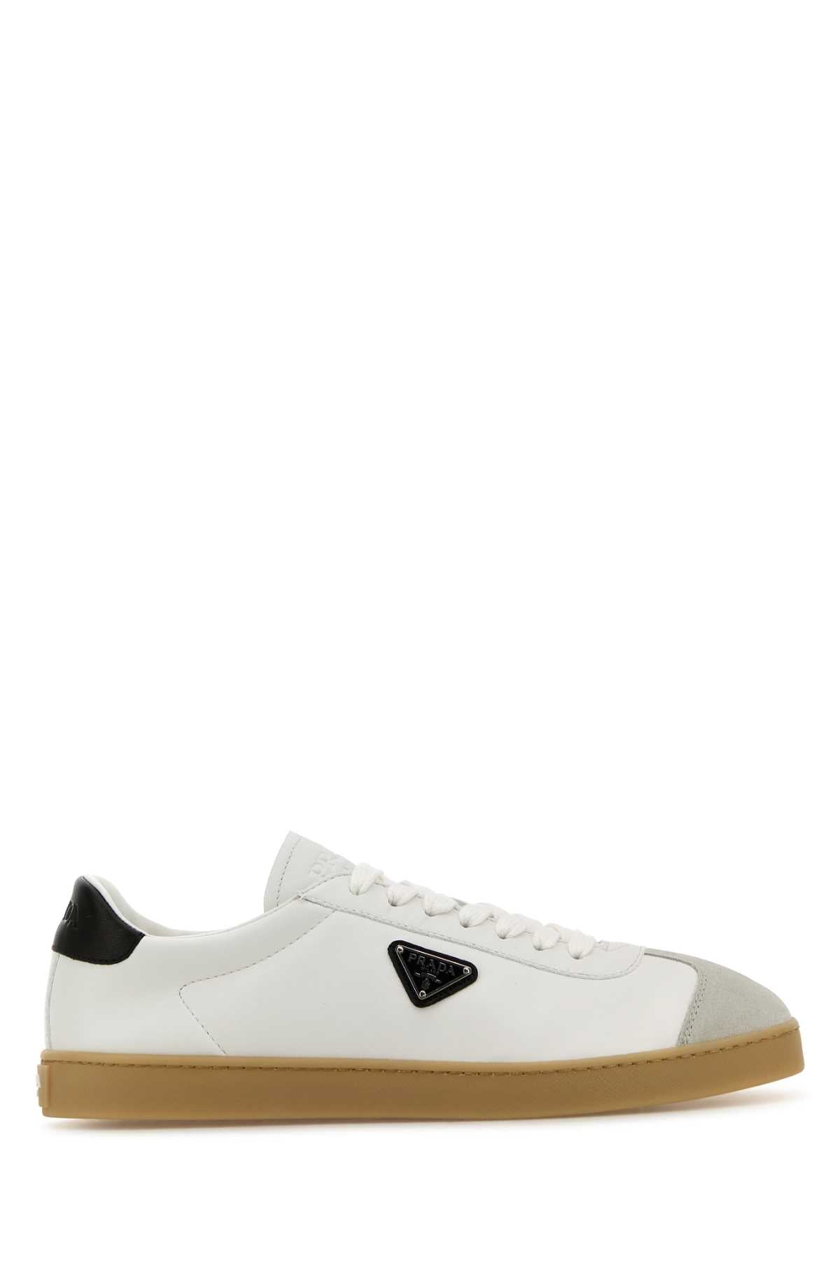 White Napa Leather Sneakers Bianco/nero Lambleather-calfleather
