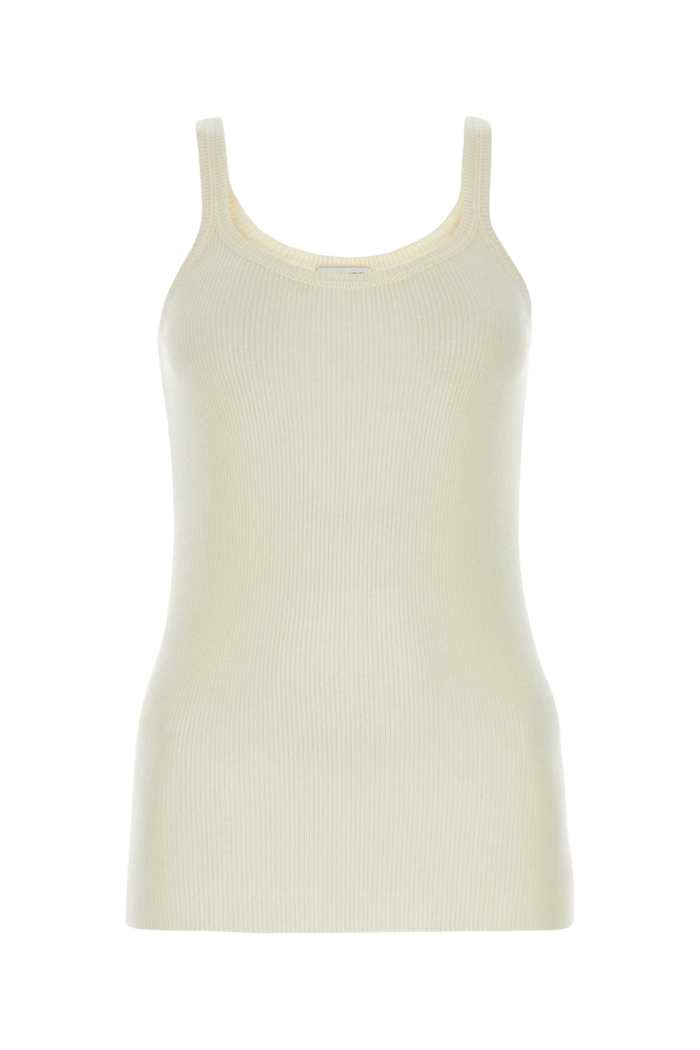 Ivory Wool Tank Top White Exterior: T-shirt