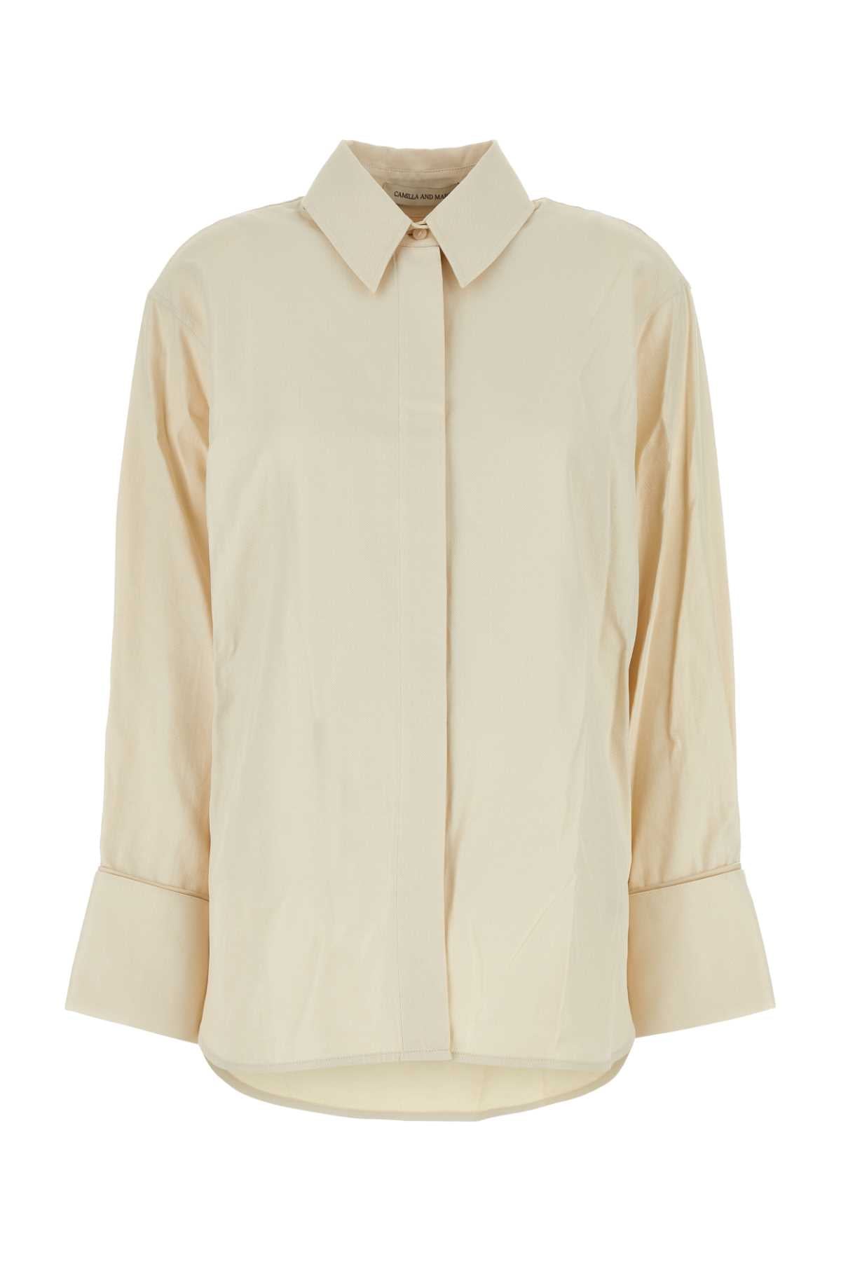 Sand Cotton And Polyester Cipher Oversize Shirt Cream Exterior: Camicie