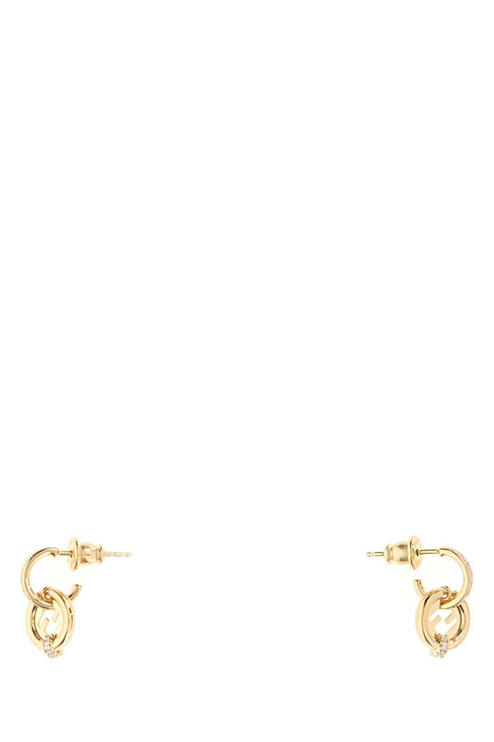 Gold Metal Everround Fendi Earrings Oro Soft+crystal Orecchini