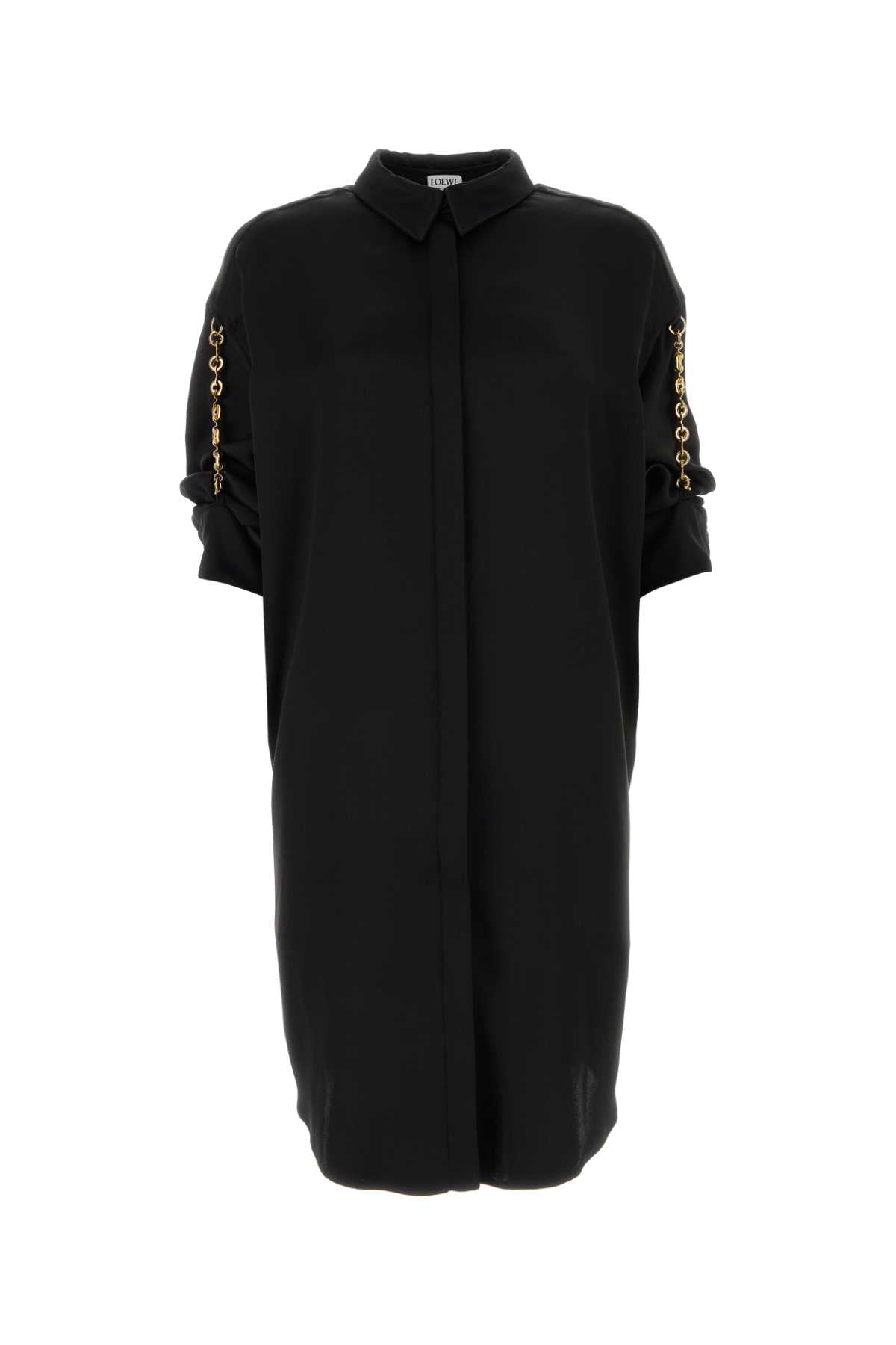 Black Satin Shirt Dress Exterior: Silk Abiti