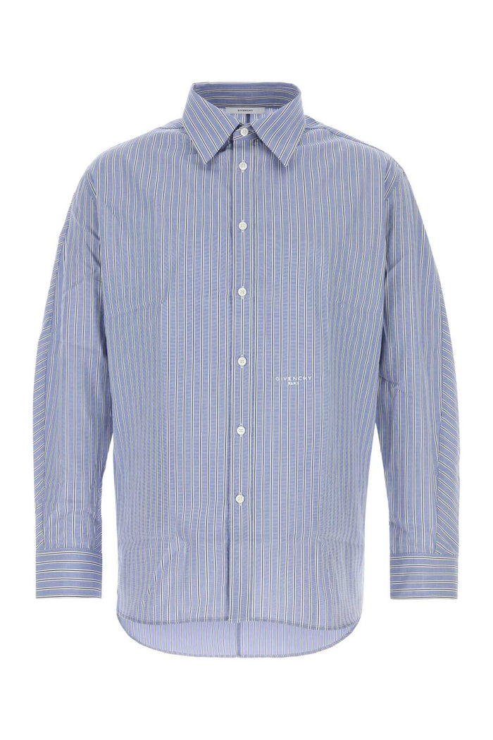 Embroidered Poplin Shirt Whitenavy Exterior: Cotton Camicie