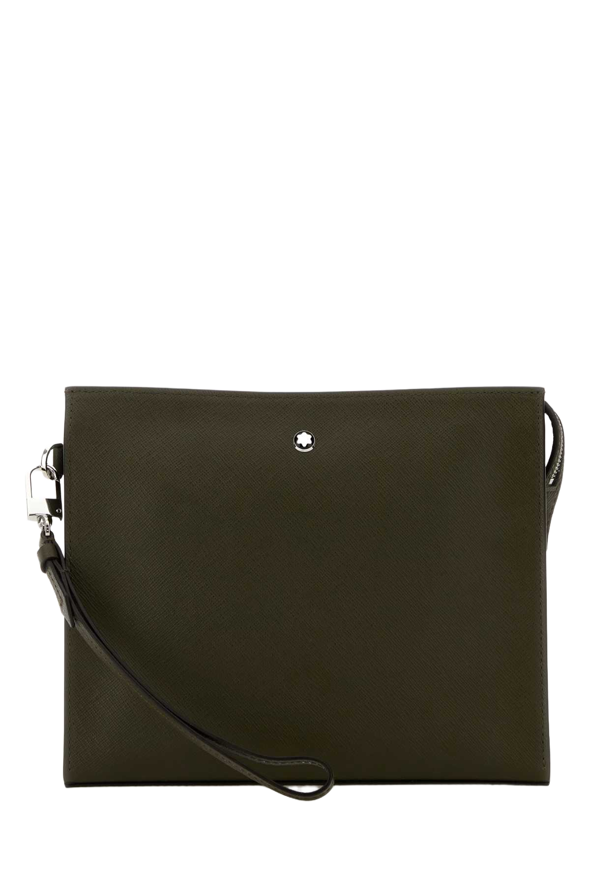 Olive Green Leather Sartorial Clutch 000