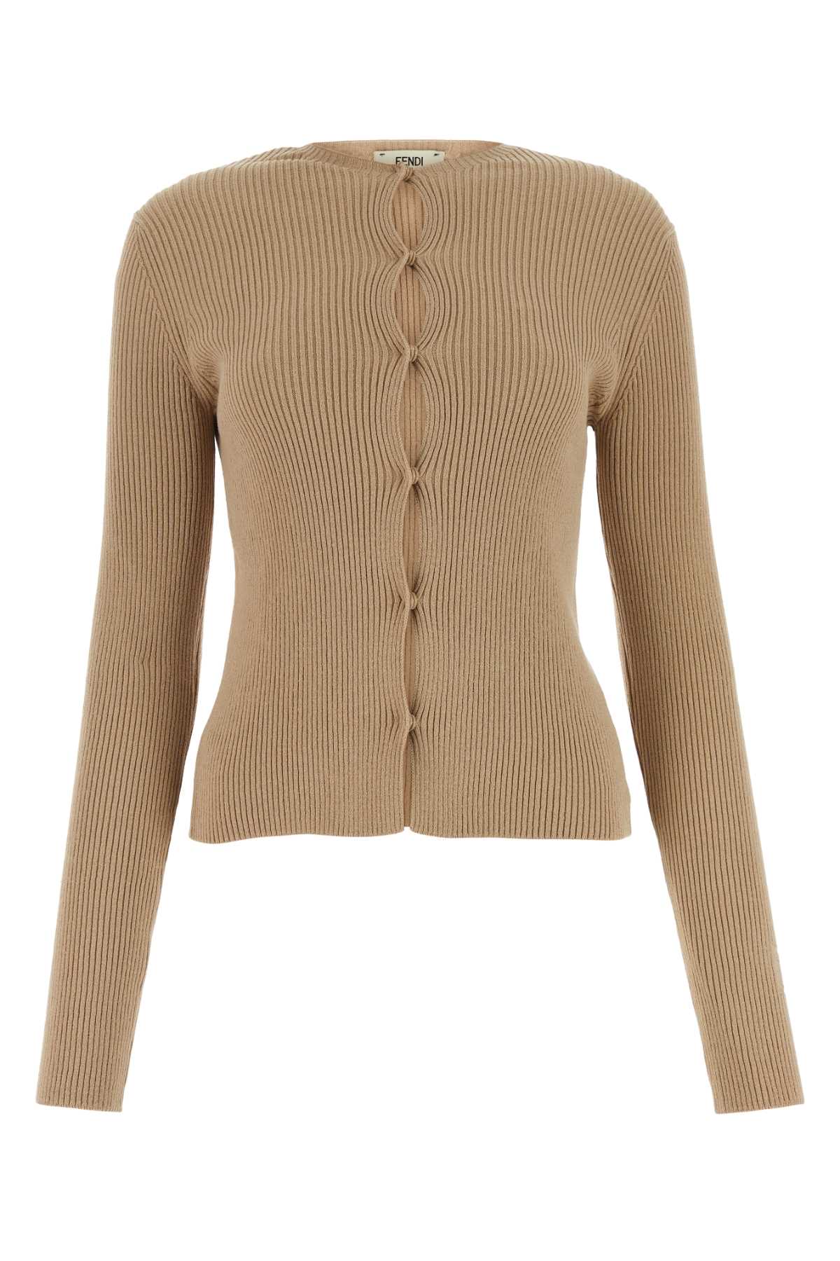 Biscuit Cotton Blend Cardigan Buff Maglieria