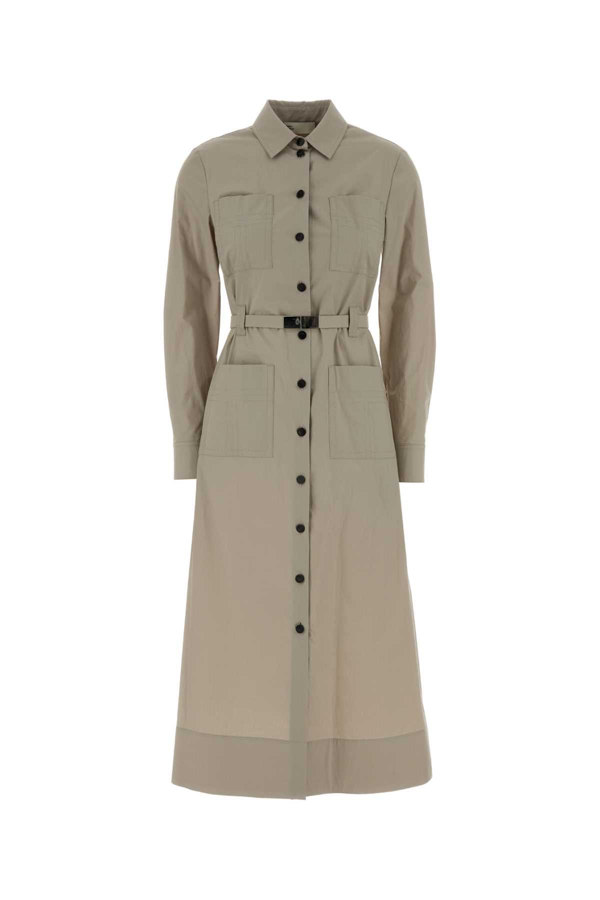 Cappuccino Stretch Poplin Shirt Dress Kaki Exterior: Cotton Elastane Abiti