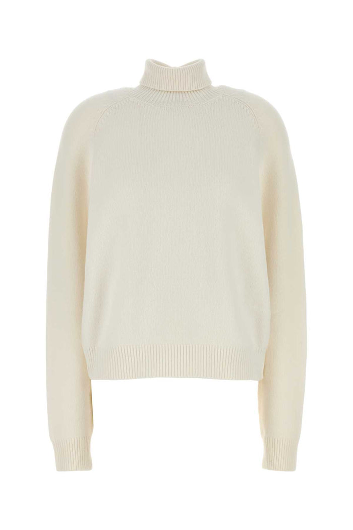 White Cashmere Blend Sweater Exterior: Nylon Maglieria