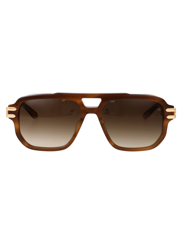 The Hustler I Mellow Gold Plated Brown Marbled Titanium Sunglasses