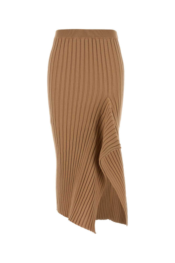 Stella McCartney Ribbed 100% Cotton skirt in caramel