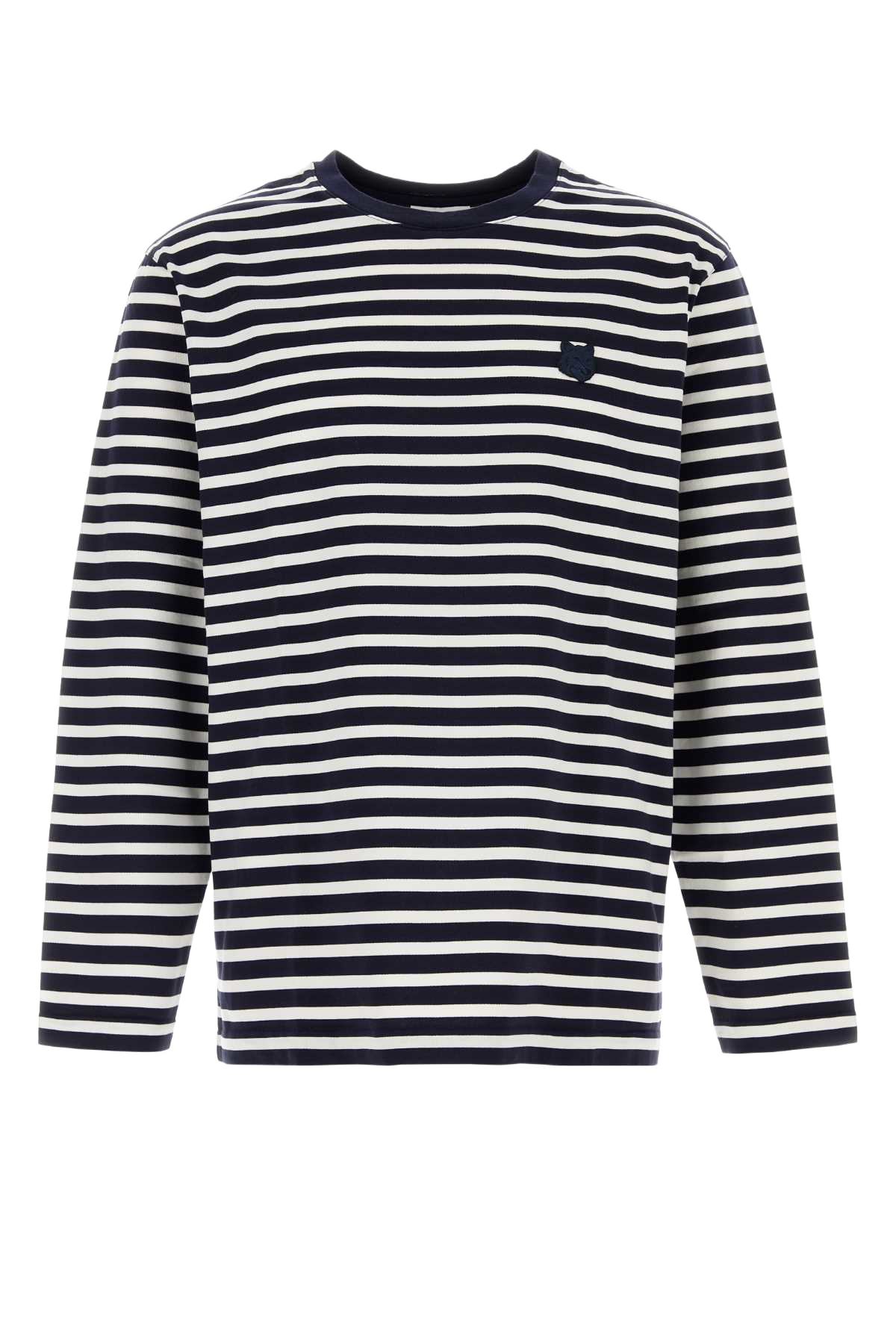 Embroidered Cotton Oversize T-Shirt Navywhite Exterior