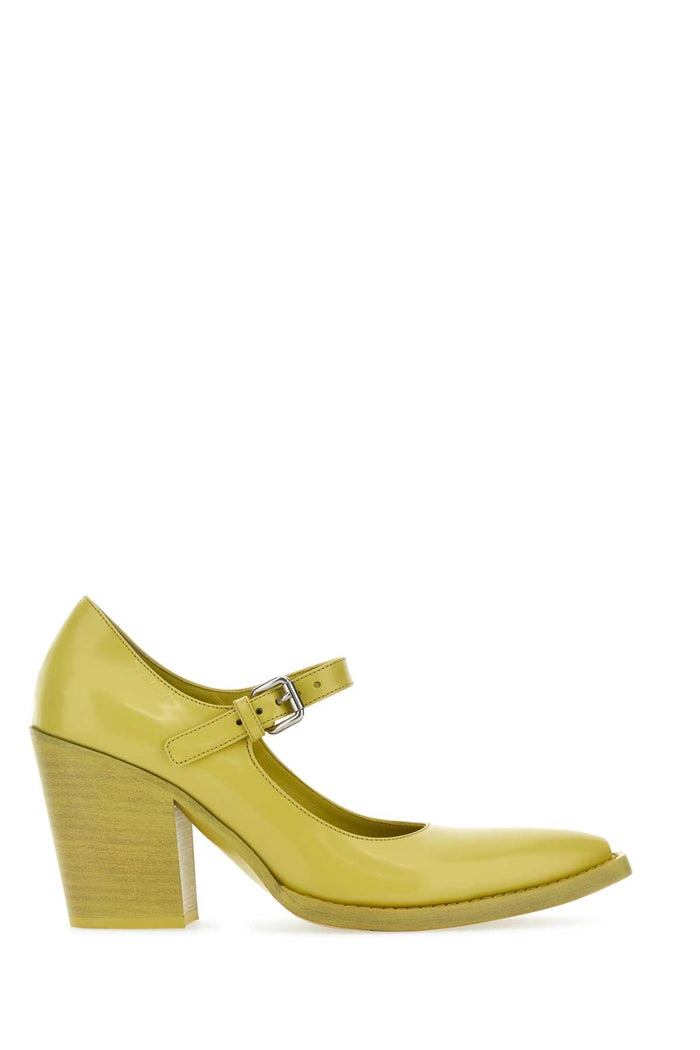 Acid Green Leather Pumps Cedro Vitello Scarpe Con Tacco