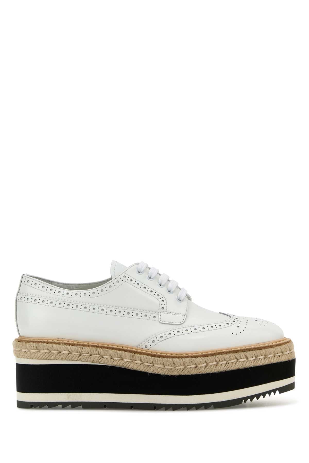 White Leather Lace-Up Shoes Bianco Scarpe Stringate