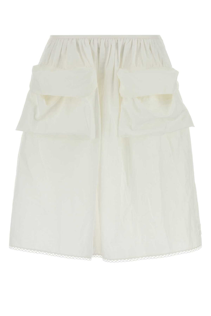 White Cotton Blend Skirt Bianco Exterior: Linen Gonne