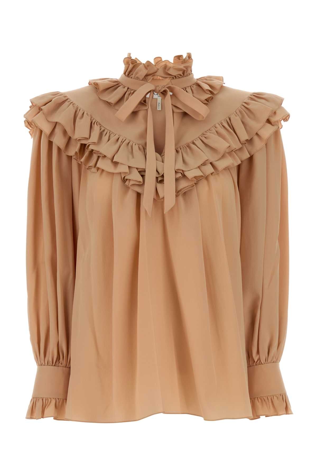 Peach Silk Blouse Sandbrown Maglie