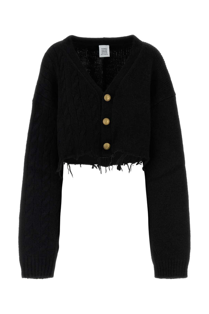 Black Alpaca Blend Cardigan Exterior: Nylon Wool Maglieria
