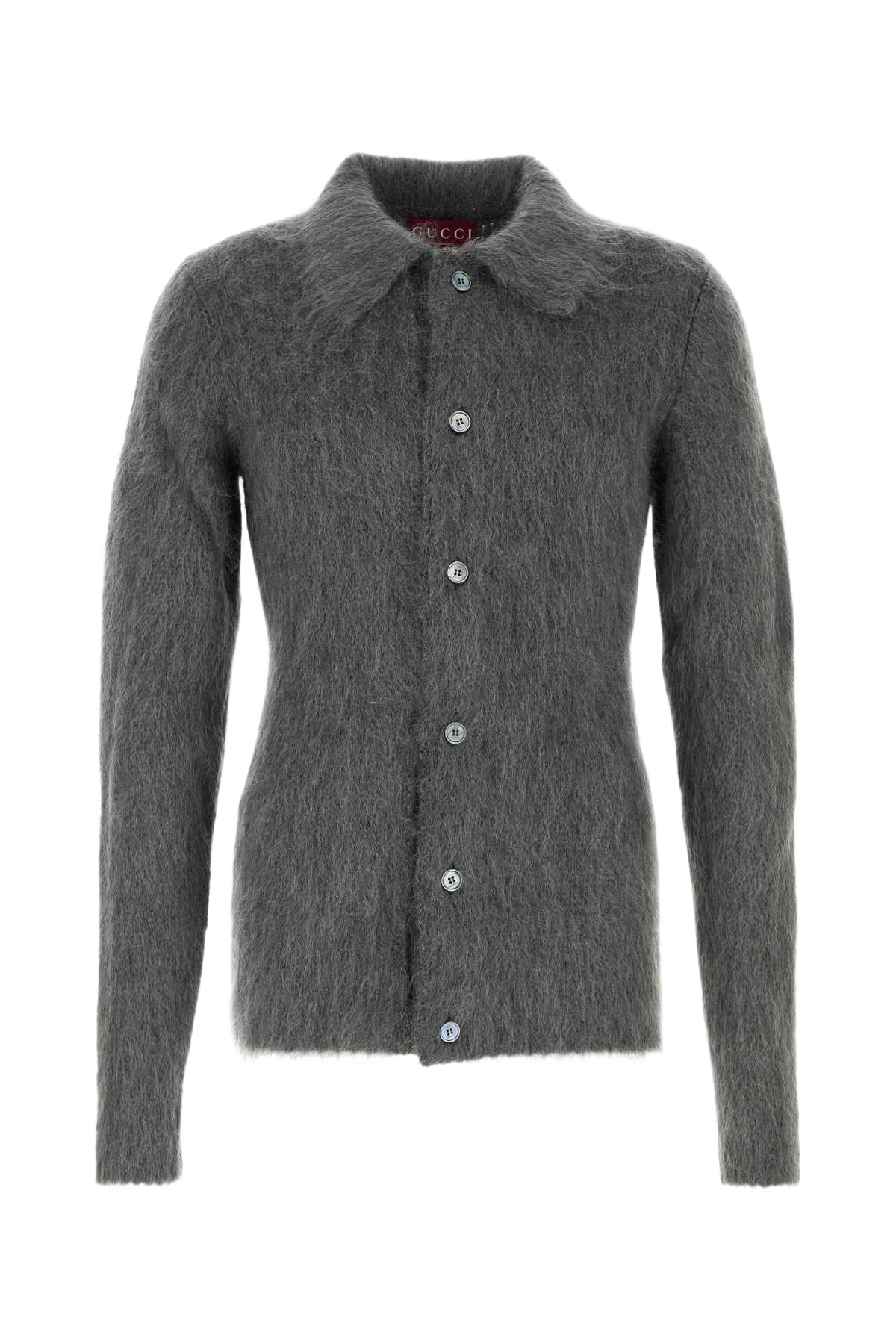 Grey Mohair Blend Cardigan Ubrangrey Exterior: Nylon Wool Polo