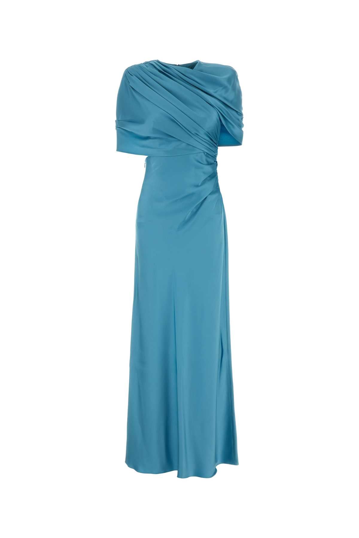 Light-Blue Satin Long Dress Steelblue Acetate Abiti