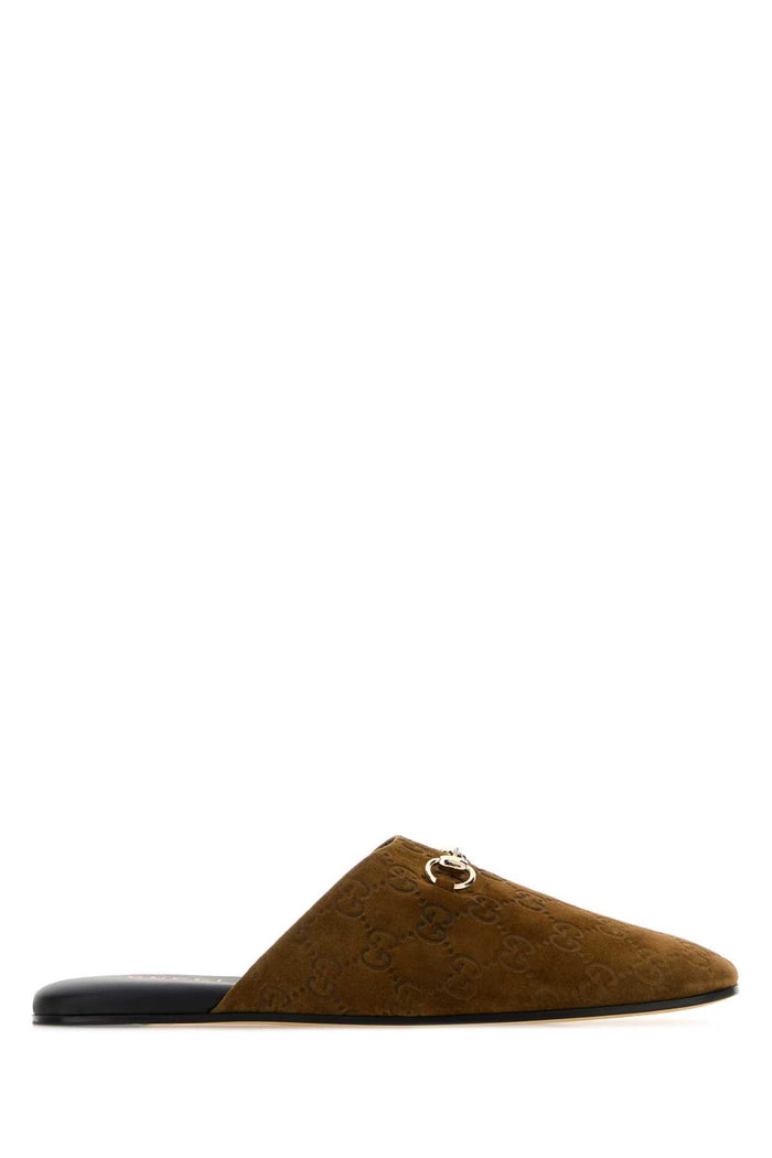 Camel Suede Slippers Pepperbrown