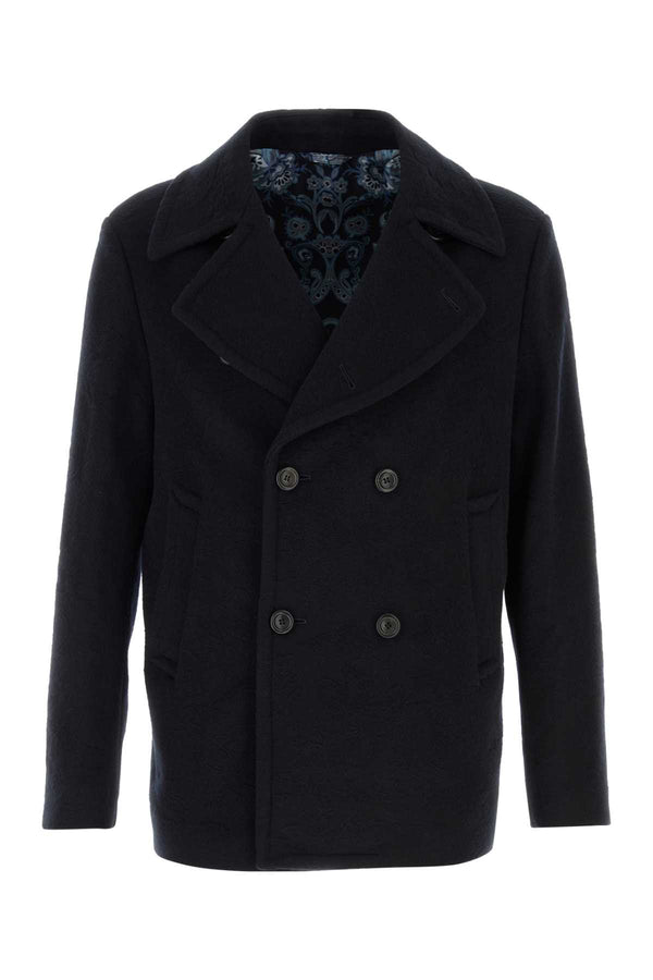 Etro Wear Exterior: 100% Wool coat in navy