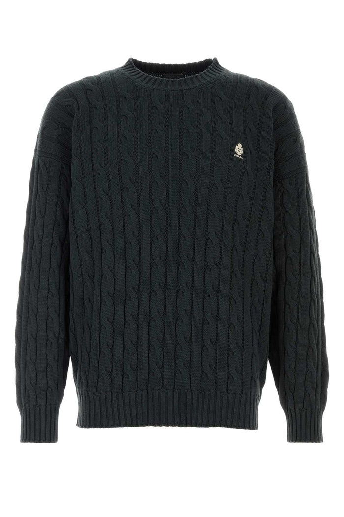 Slate Cotton Sweater Nero Exterior: Maglieria
