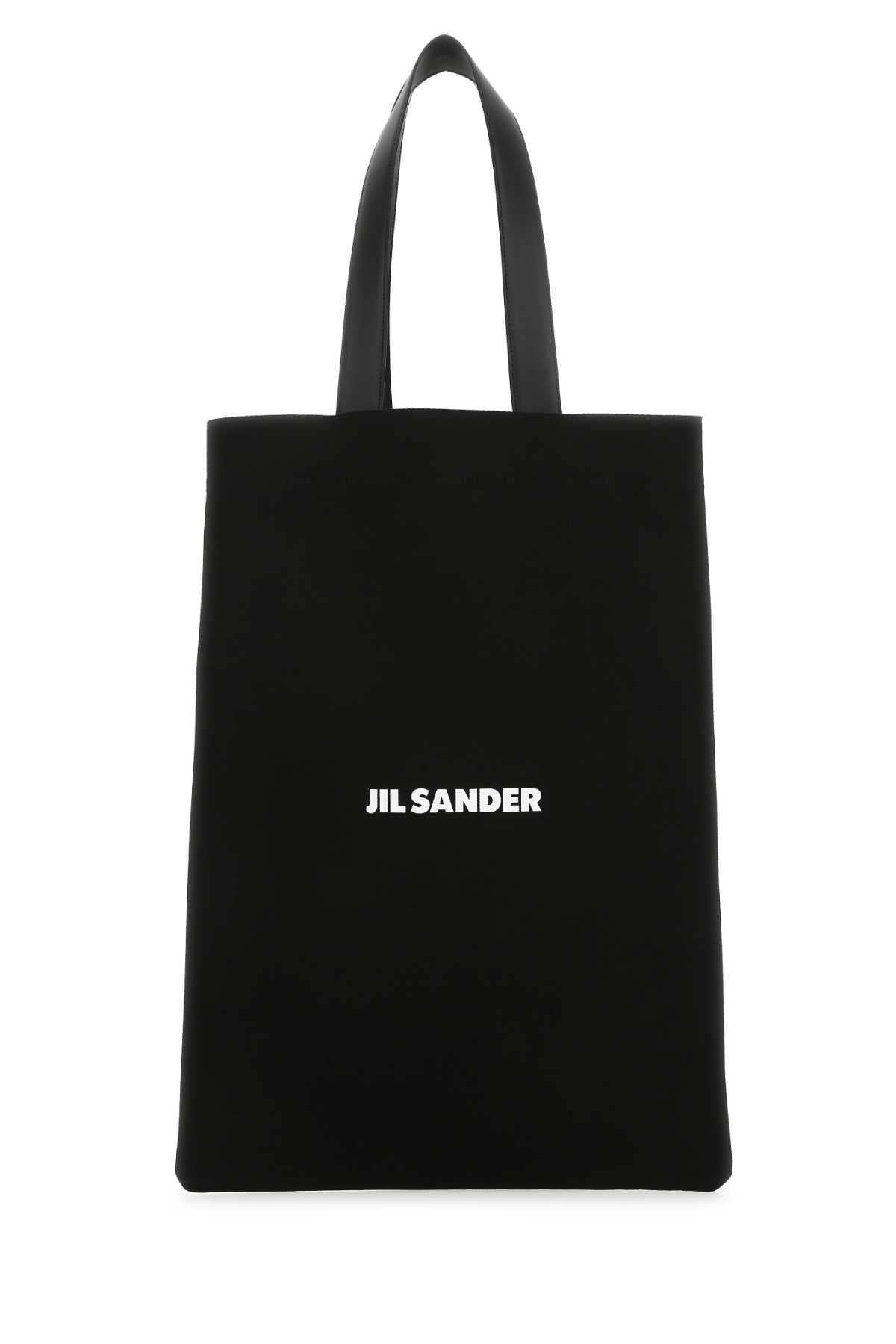 Black Canvas Shopping Bag 001 Exterior: Cotton Linen Calf Borse A Mano