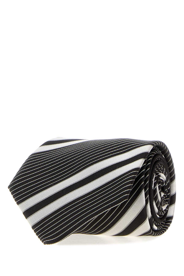 Embroidered Jacquard Tie Offwhiteblack Exterior: Silk Lining: Cravatte E Papillon