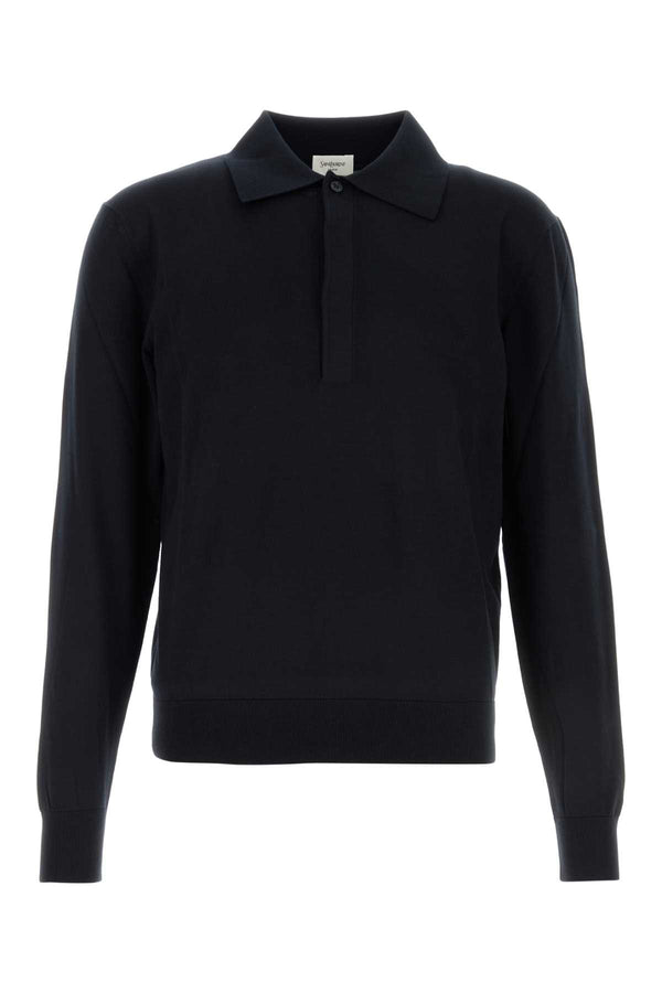 Saint Laurent Manches 60% Silk polo shirt in navy