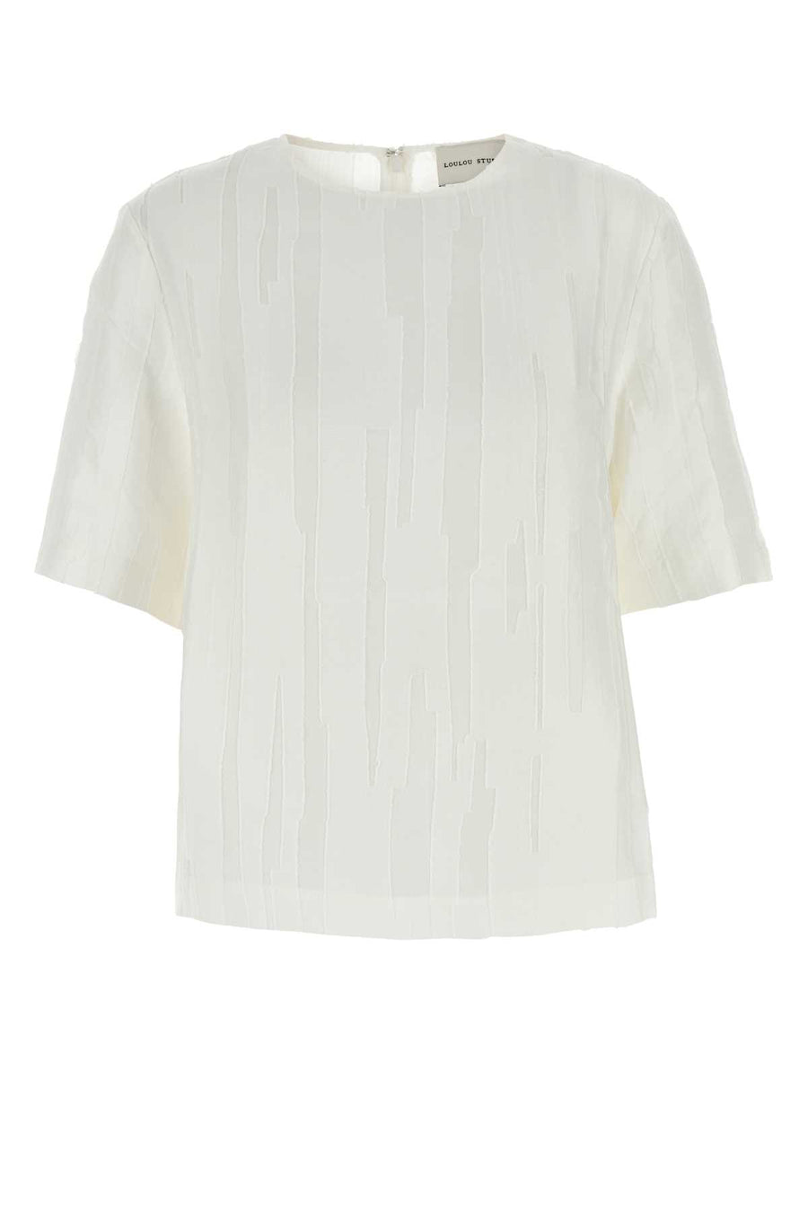 Loulou De Saison Neck 60% Silk 40% Cotton t-shirt in white