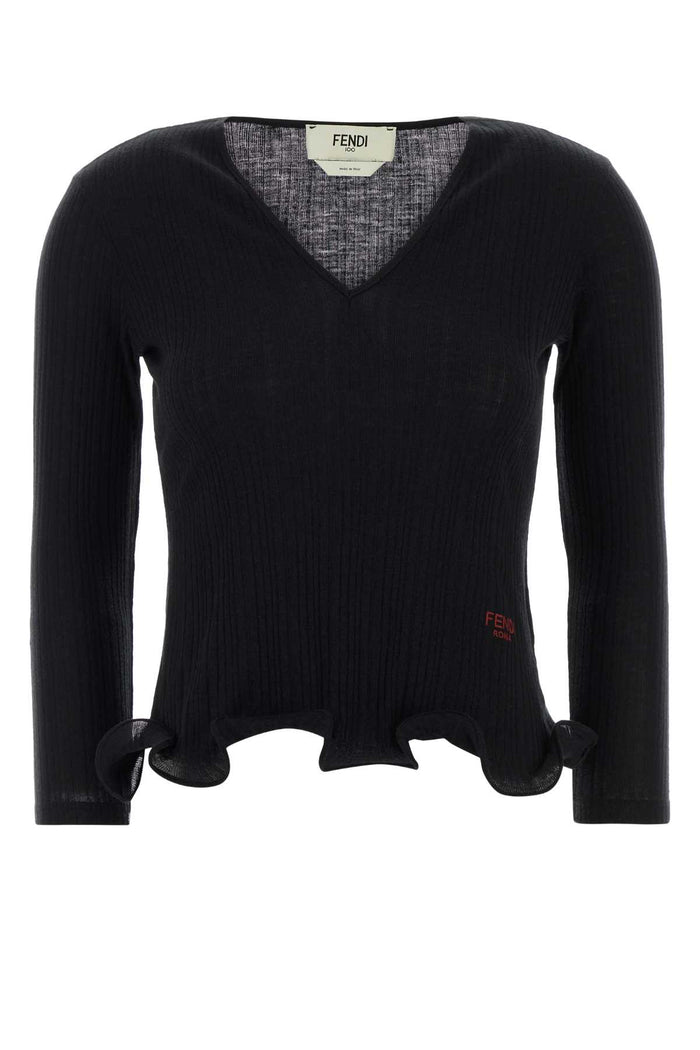 Black Wool Top Exterior: Virgin Maglie
