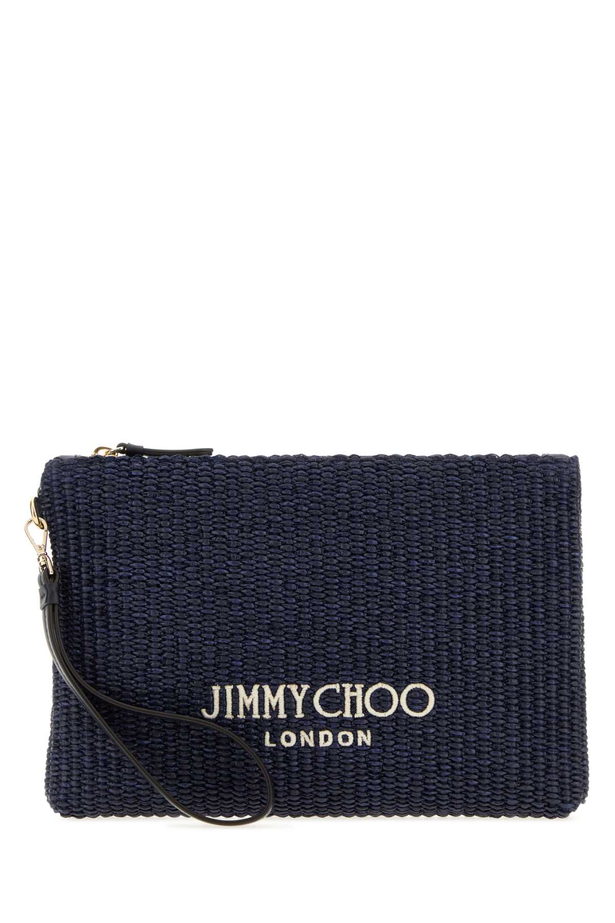 Midnight Blue Raffia Clutch Marineecru