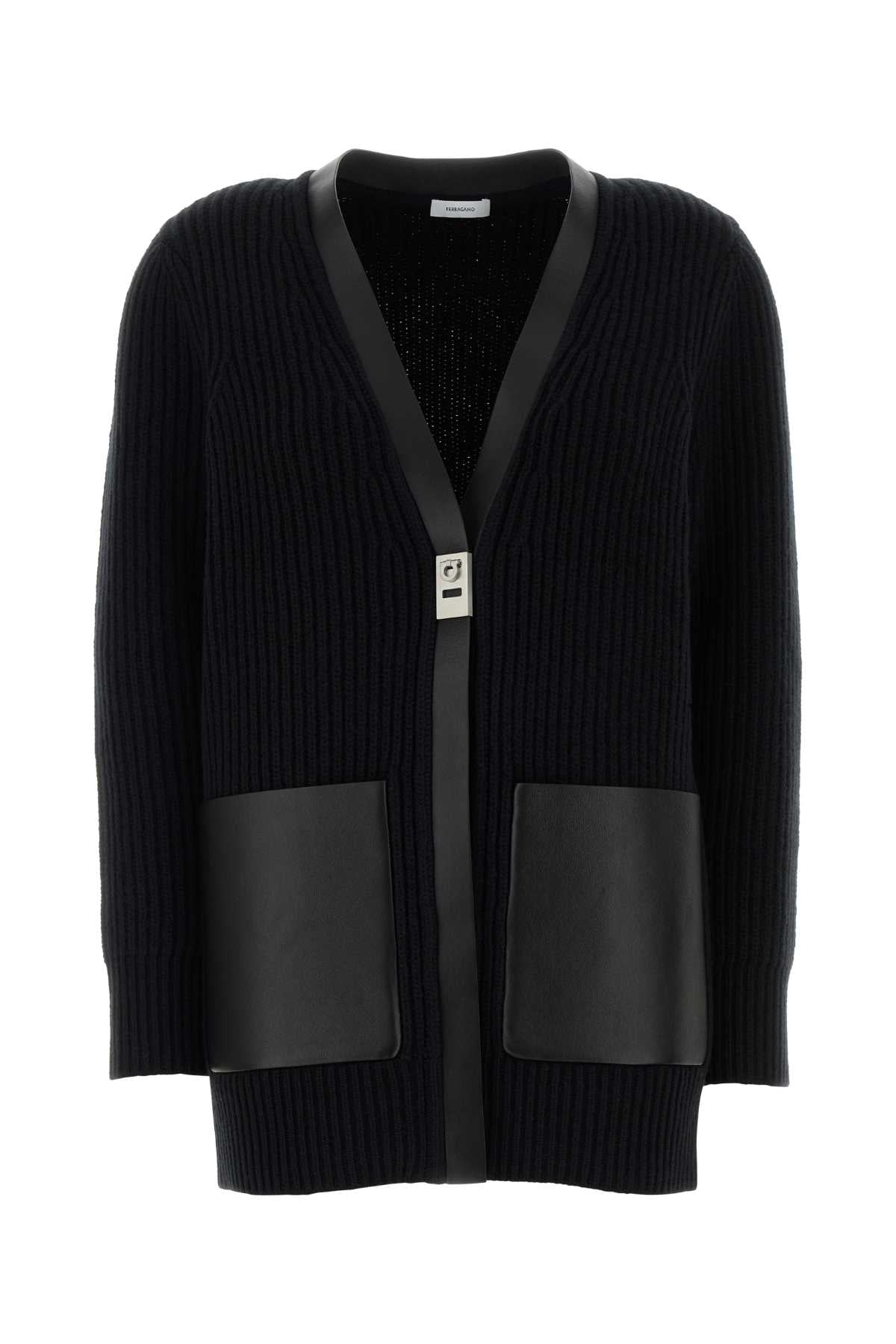 Black Wool Cardigan Nero Exterior: Maglieria