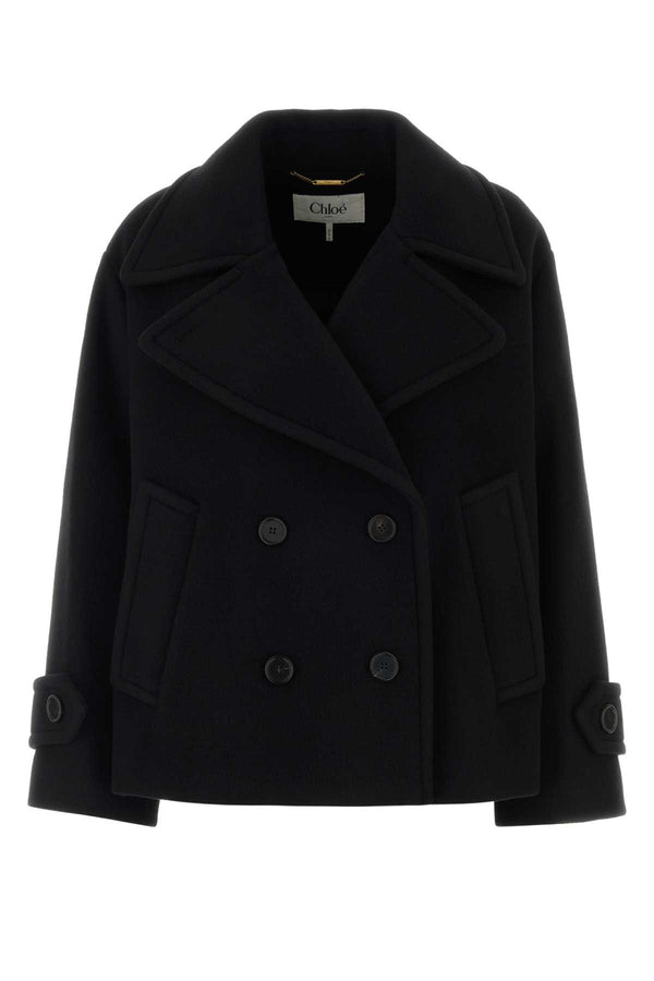 Chloé Exterior: 80% Virgin wool coat in black
