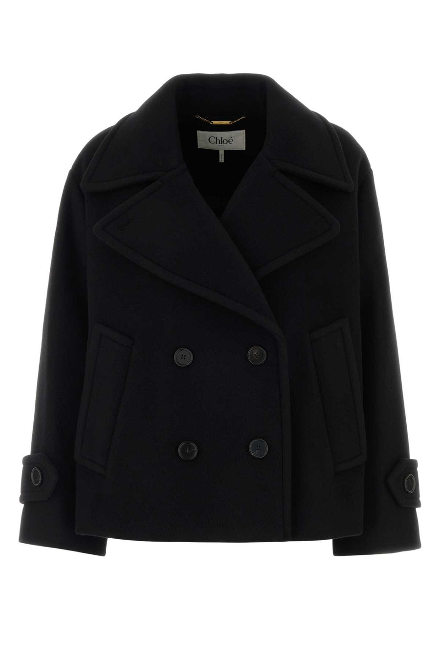 Chloé Exterior: 80% Virgin wool coat in black