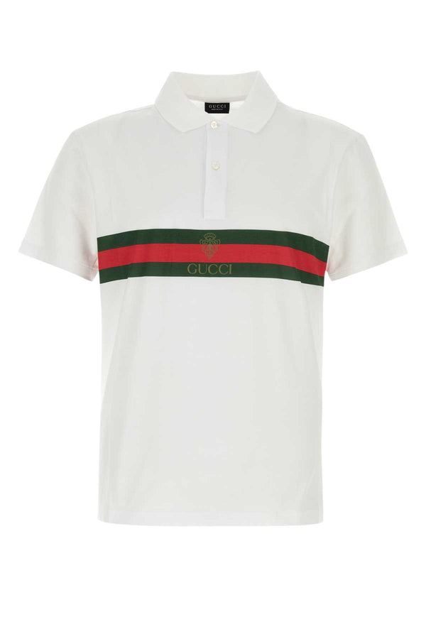 Gucci Exterior: 100% Cotton polo shirt in white