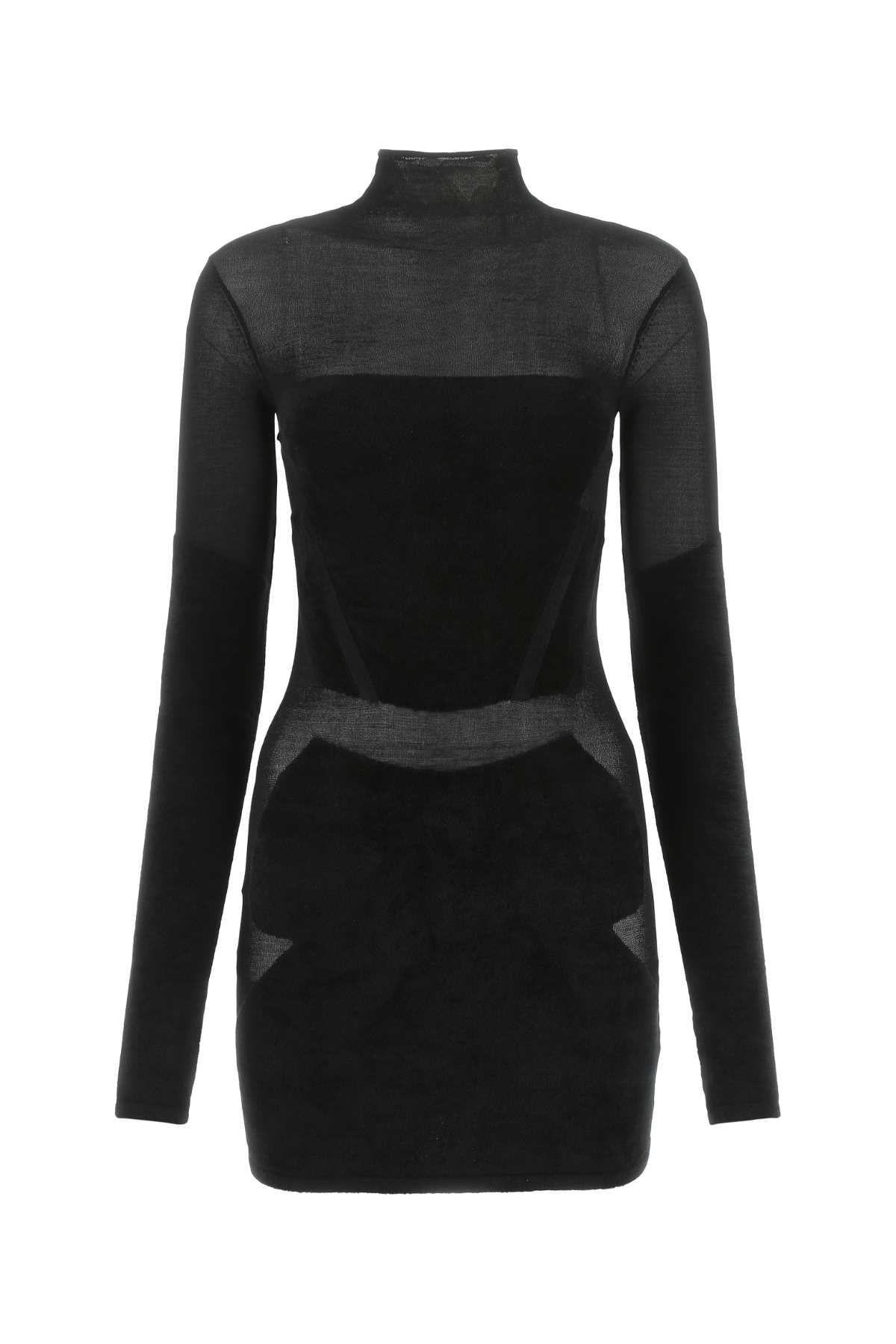 Black Stretch Viscose Blend Mini Dress Blackblack Abiti