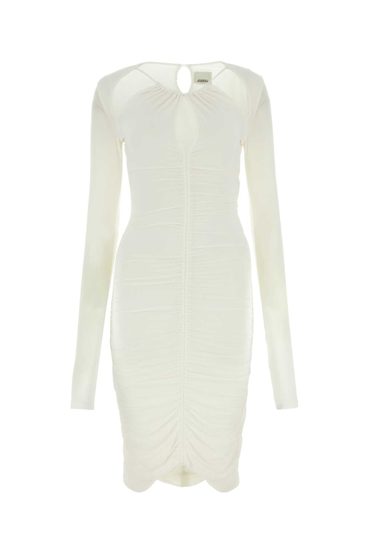 Chalk Stretch Viscose Logane Dress White Exterior: Elastane Abiti
