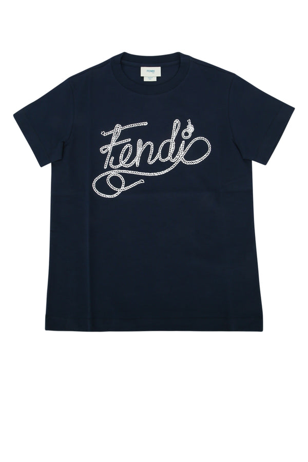 Fendi Kids Jersey 100% cotton t-shirt in navy