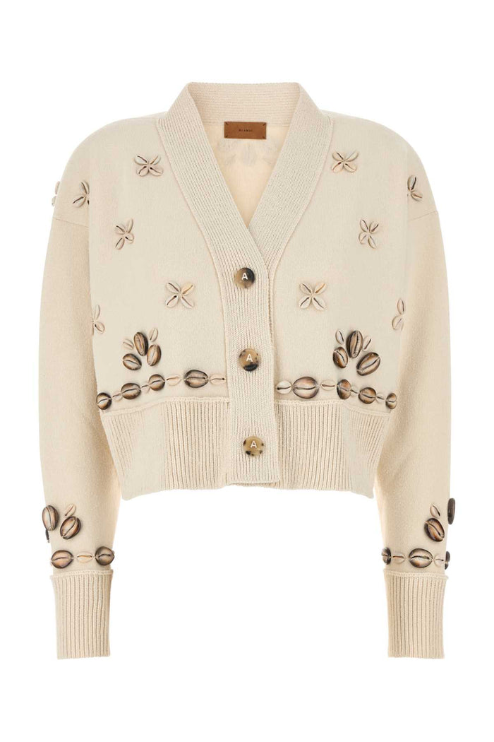 Ivory Silk Blend Oversize Ocean Dream Cardigan Chalk Exterior: Nylon Maglieria