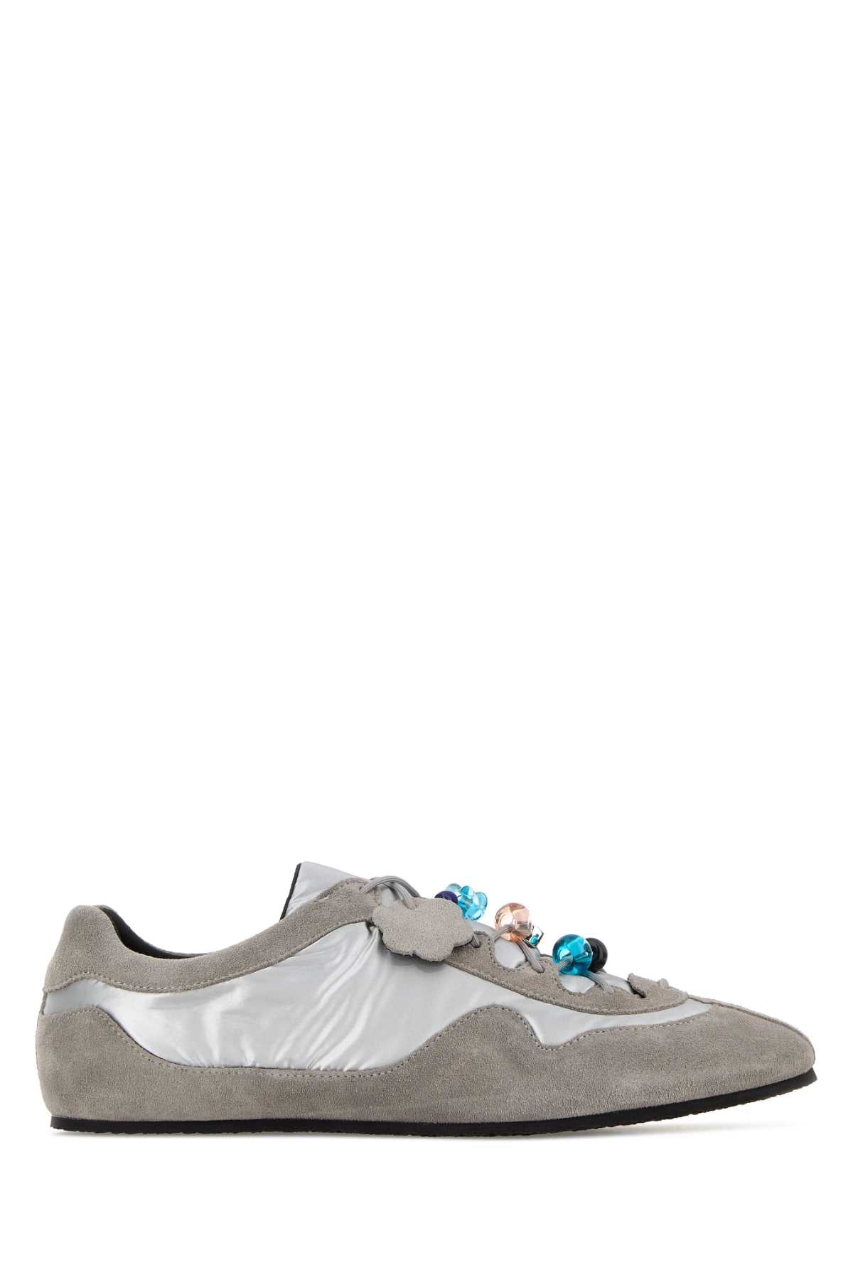 Grey Fabric And Suede Blaise Sneakers Lightgreysilver