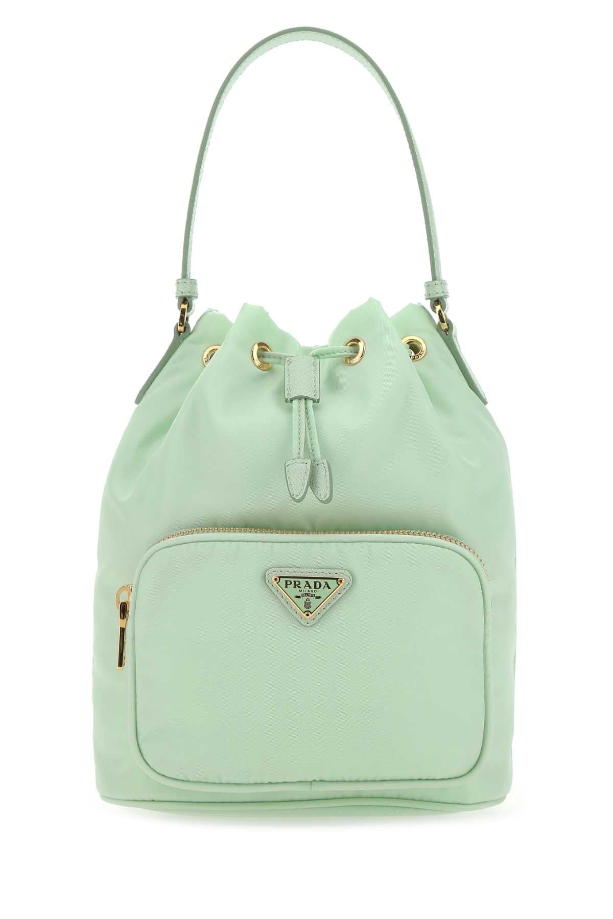 Pastel Green Re-Nylon Bucket Bag F0934 Poliammide Riciclata-vitello Borse A Secchiello