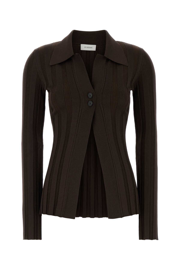 Sportmax Exterior: 80% Viscose 19% Nylon 1% Elastane cardigan in brown