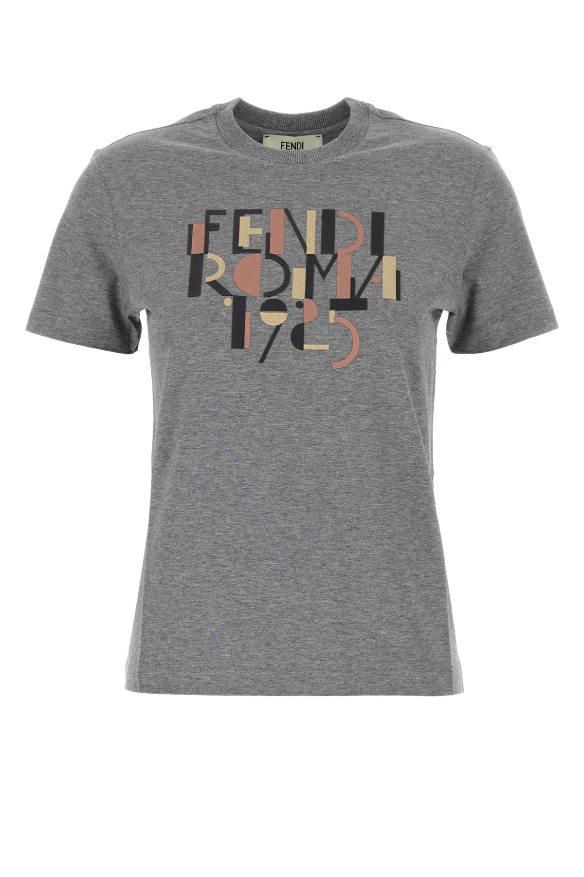 Grey Cotton T-Shirt Melange Exterior